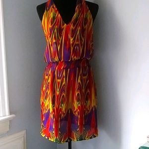 Pinky bold chiffon racer back mini dress M